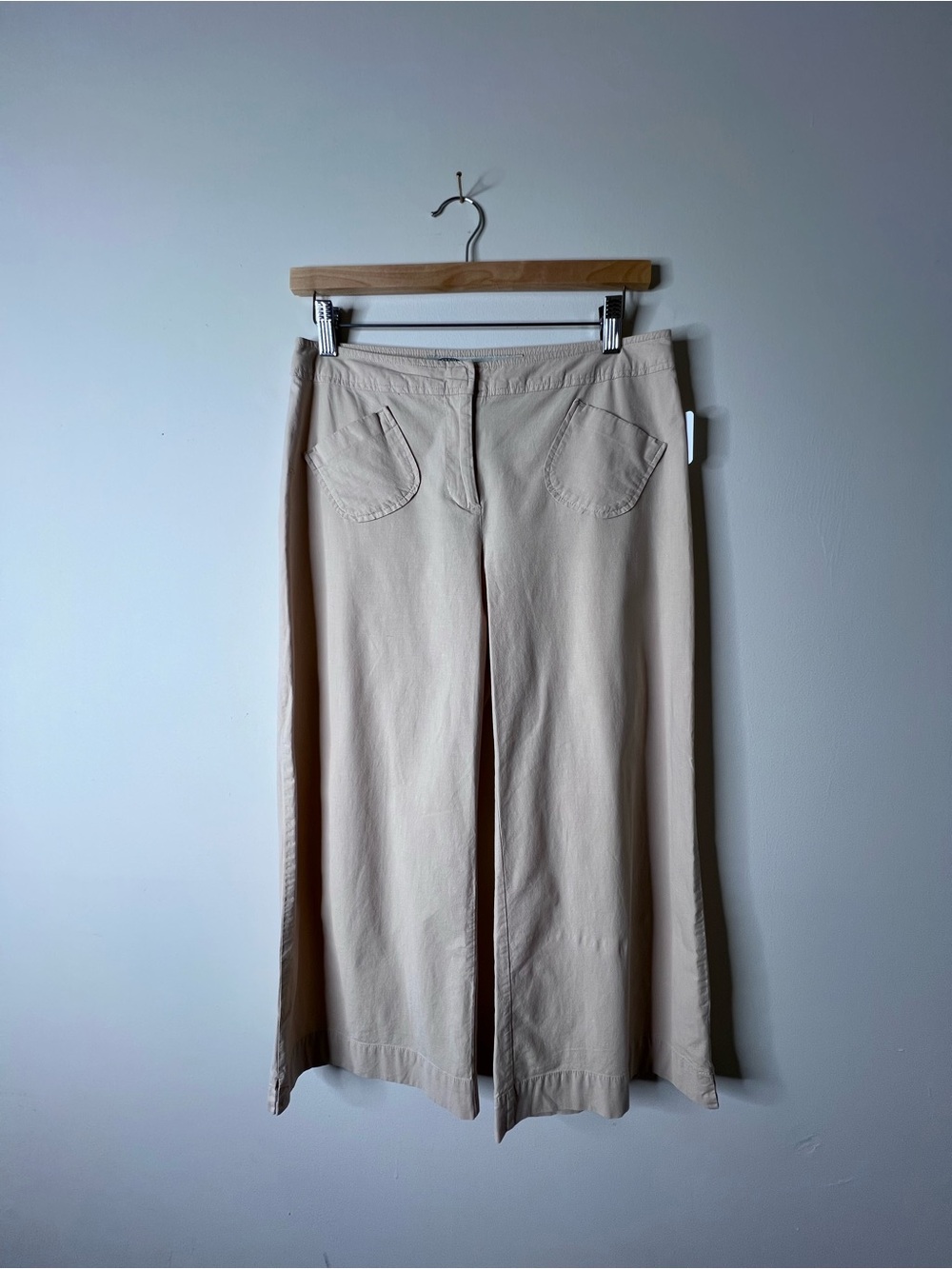 Wide Leg Casual Crop Pants in Beige